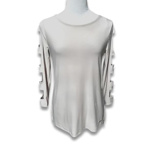Anne Klein Blouse Cutout Sleeves Round Neckline Breathable Fabric W Small Pink - Picture 1 of 10